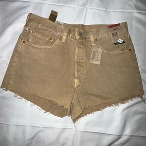 Levi's Tan Jean Shorts High-Waisted Cut-Off
